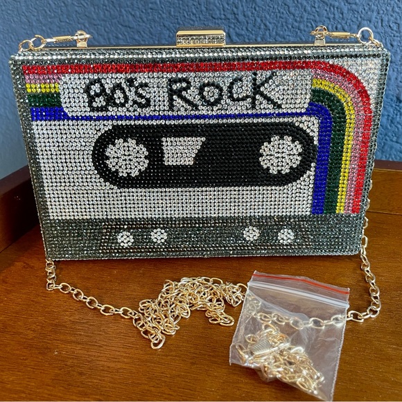 Rhinestone Crossbody Clutch Cassette Purse - Picture 7 of 10